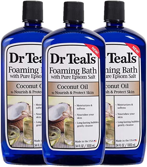 Dr Teal's Foaming Bath 3-Pack (102 Fl Oz Total) Coconut Oil