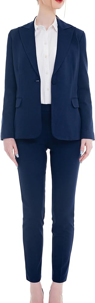 Marycrafts Women's Professional Blazer Pant Suit Set for Work