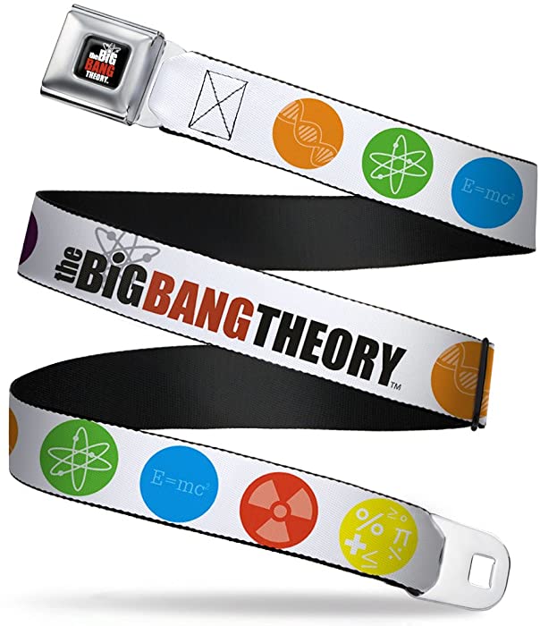 Buckle-Down Seatbelt Belt - THE BIG BANG THEORY DNA/Atom/E/Radiation White - 1.0" Wide - 20-36 Inches in Length