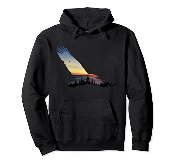 Lovely Flying Eagle Trippy Forest Sky Silhouette Tee Hoodie