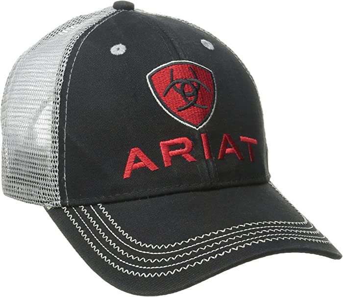 ARIAT Men's Black Red Gray Mesh Hat