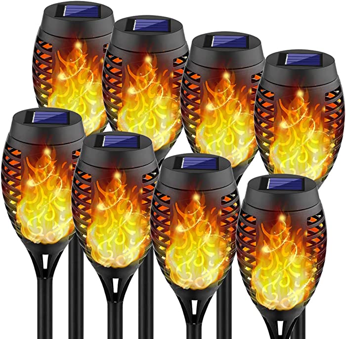 Kurifier Solar Lights Outdoor, 8Pack Solar Torch Light with Flickering Flame, Security&Waterproof/Festive&Romantic Decoration Landscape Mini Outdoor Lights for Yard, Patio, Garden-Auto On/Off Lighting