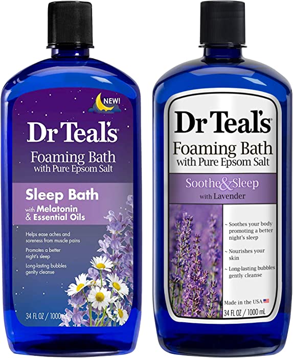 Dr Teal's Foaming Bath Combo Pack (68 fl oz Total), Melatonin Sleep Soak, and Soothe & Sleep with Lavender