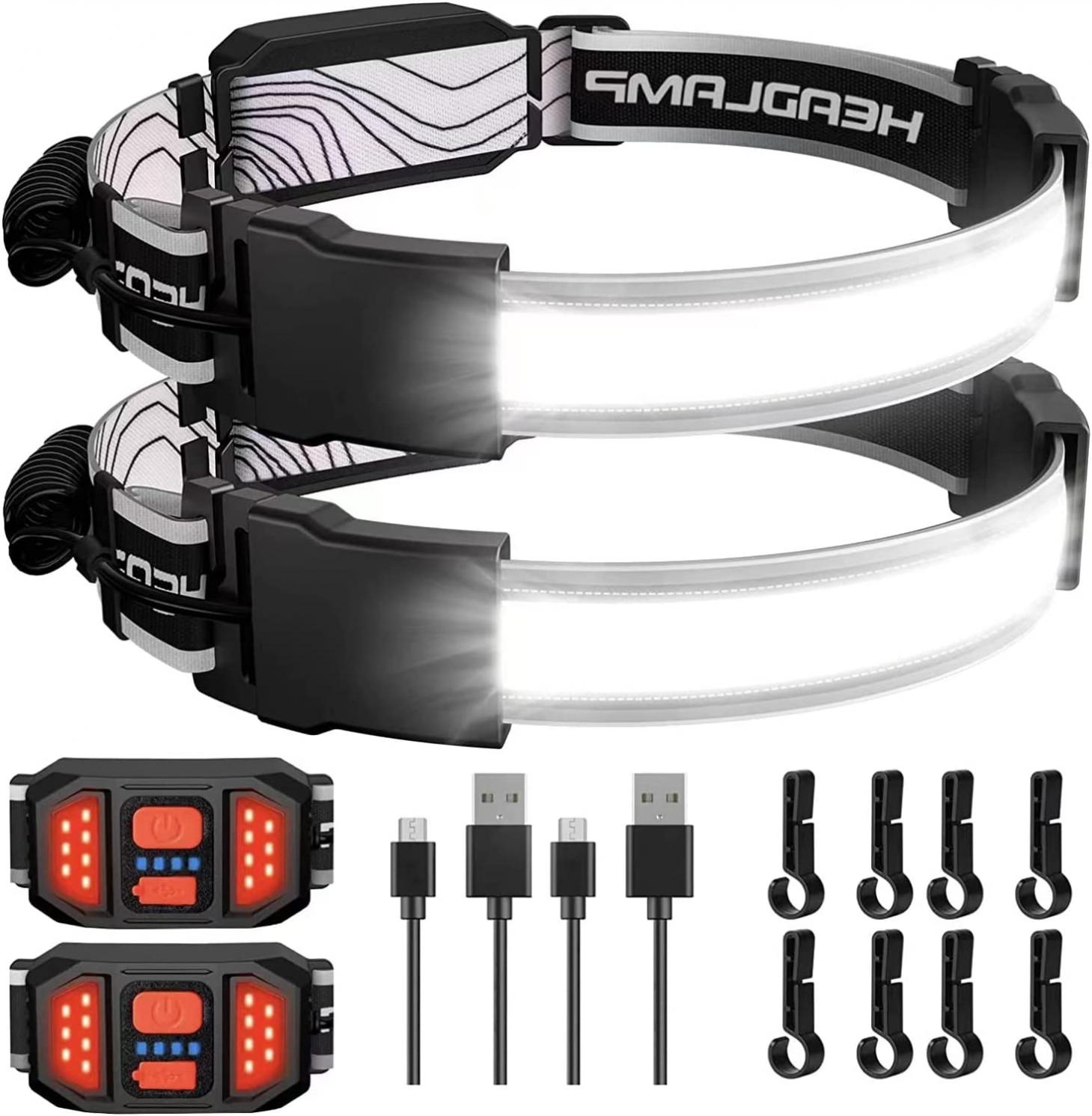 LED Headlamp Rechargeable, Svjestan 2-Packs 1000 Lumen Headlamp Flashlight, 230°Wide Beam LED Headlamps with Red Taillight, Lightweight Waterproof Head Lamp for Running Camping Hiking