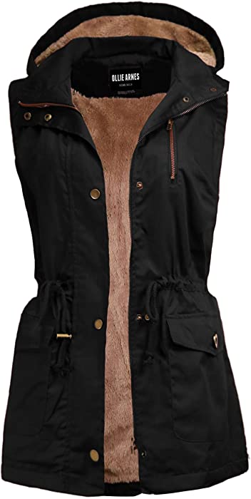 OLLIE ARNES Women's Lightweight Sleeveless Utility Anorak Vest Jackets