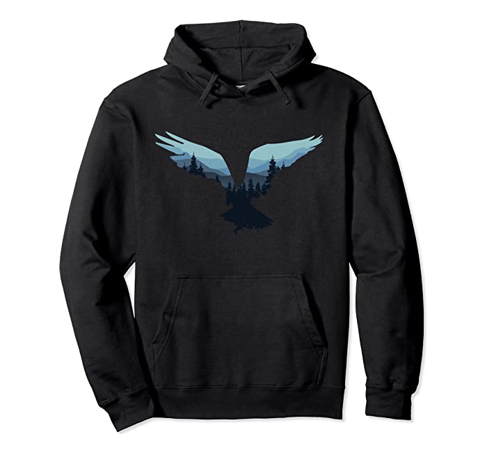 Beautiful Flying Eagle Night Sky Forest Bird Silhouette Pullover Hoodie