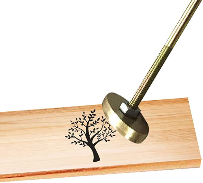 Aulufft Tree Branding Iron for Wood,Durable Leather Wood Branding Iron 1.2Inch Tree Wood High Heat Stamp with Wood Handle and Brass Head for Wood Burning Stamp,Woodworking,Handicraft Design