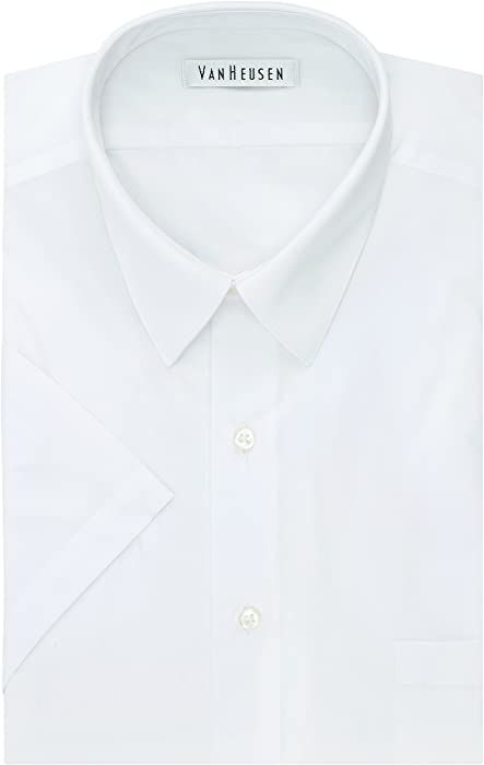 Van Heusen Men's BIG FIT Short Sleeve Dress Shirts Poplin Solid (Big and Tall)