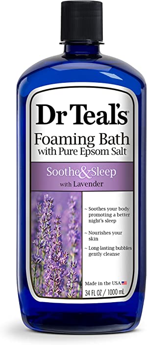 Dr Teal’s Foaming Bath with Pure Epsom Salt, Soothe & Sleep with Lavender, 34 fl oz