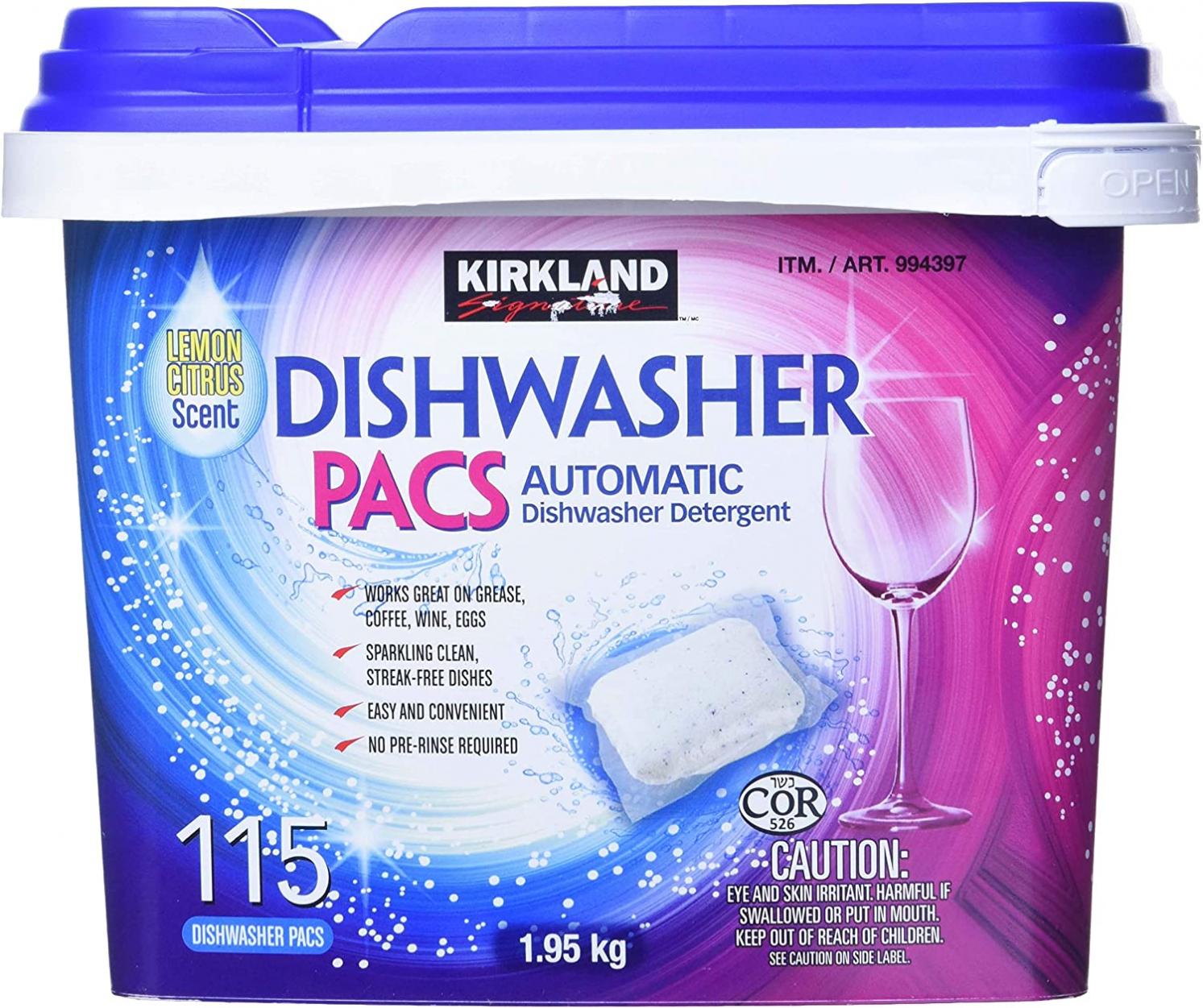 Kirkland Signature Easy to Use, Streak Free Premium Dishwasher Pacs, Automatic Dishwasher Detergent