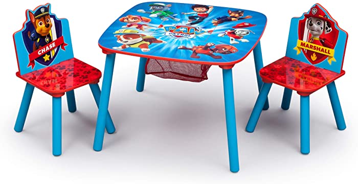 Delta Children Kids Table and Chair Set With Storage (2 Chairs Included) - Ideal for Arts & Crafts, Snack Time, Homeschooling, Homework & More, Nick Jr. PAW Patrol