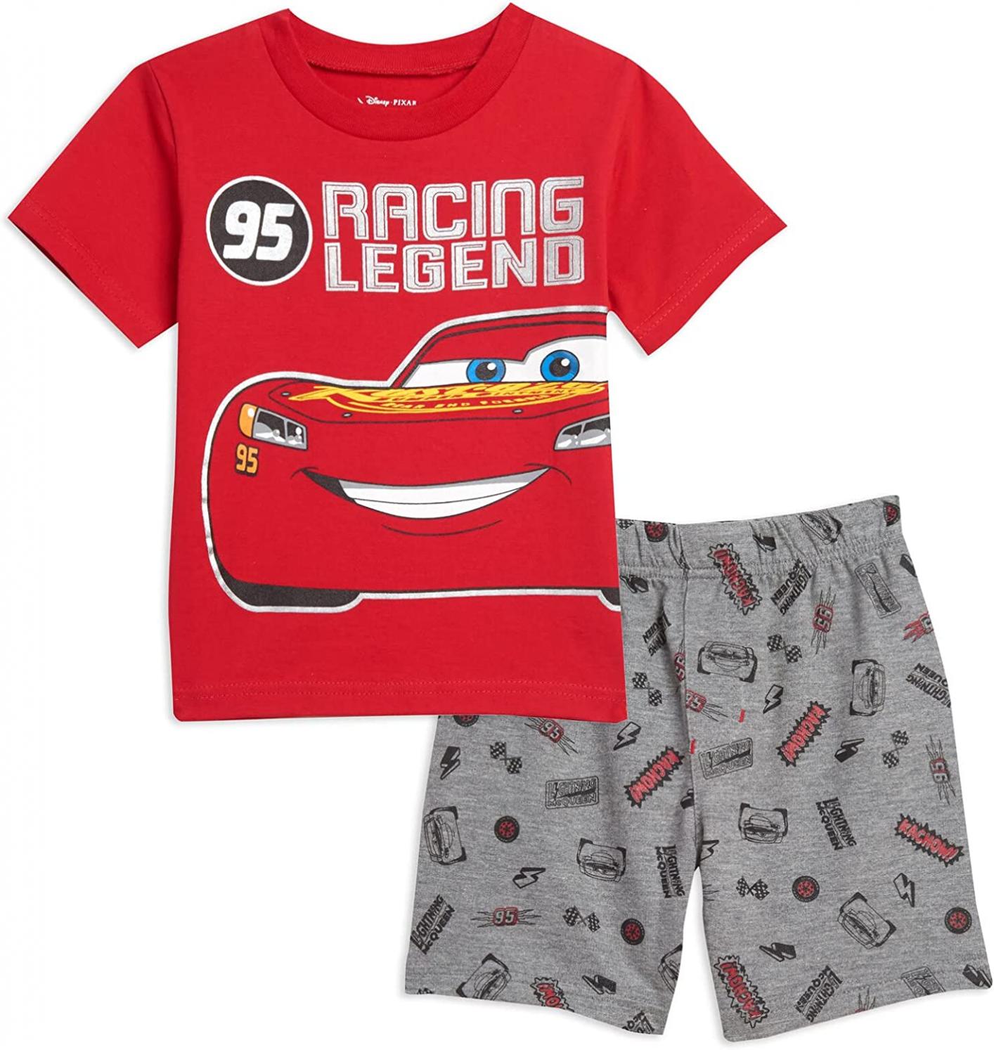 Disney Pixar Cars Lightning McQueen T-Shirt and French Terry Shorts Outfit Set Toddler to Little Kid