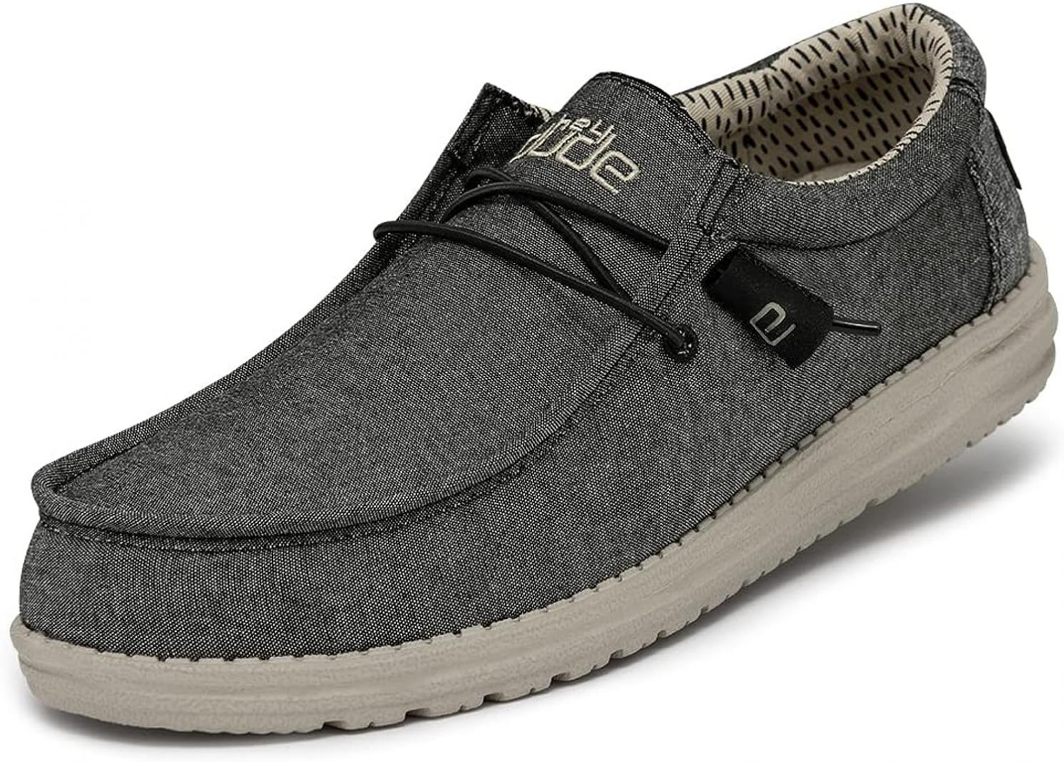 Hey Dude Men's Wally Chambray | Men's Loafers | Men's Slip On Shoes | Comfortable & Light-Weight