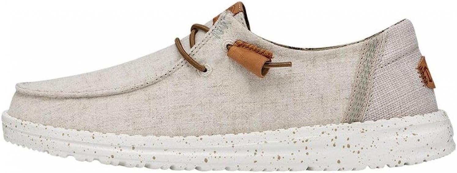 Hey Dude Women's Wendy Washed Canvas Cream Size 8 | Women's Shoes | Women's Slip-on Loafers | Comfortable & Light-Weight