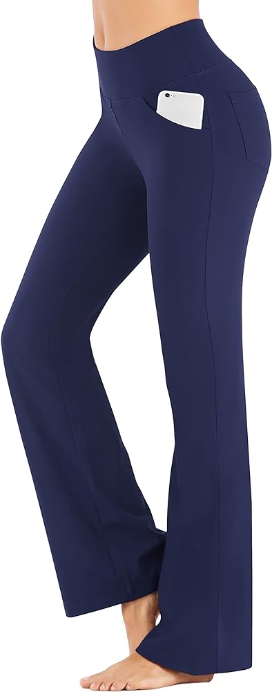 IUGA Bootcut Yoga Pants with Pockets for Women Wide Leg Pants High Waist Workout Pants Tummy Control Work Pants 4 Pockets