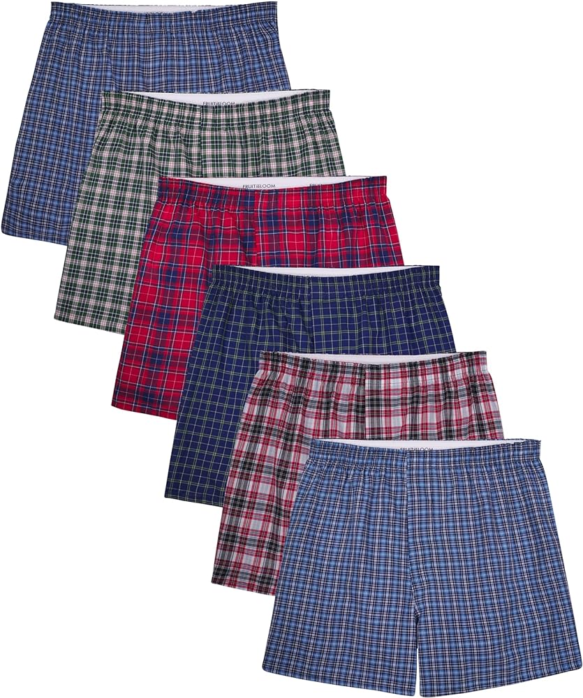 Fruit of the Loom Men's Tag-Free Woven Boxer Shorts, Relaxed Fit, Moisture Wicking, Assorted Color Multipacks