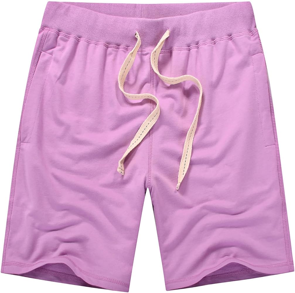 Muscularfit Mens Shorts Casual Stretch Cotton Drawstring Shorts Loose Fit Zipper Pockets Athletic Shorts Summer Beach Shorts