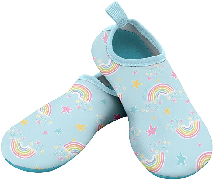 i play. by green sprouts unisex baby Socks Water Shoe, Aqua Rainbows, 3 US