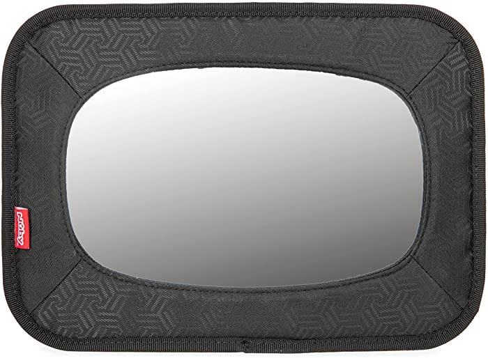 Nuby Backseat Baby Mirror with Fully Adjustable Straps, Shatter Resistant, Installs in Seconds, Black