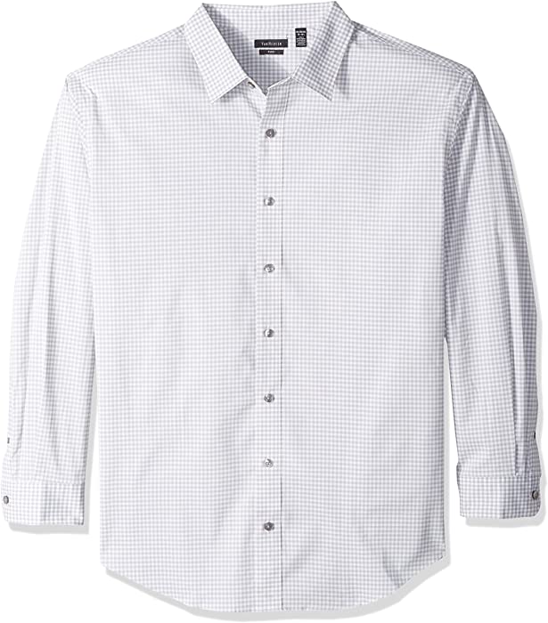 Van Heusen Men's Big and Tall Flex Long Sleeve Button Down Stretch Windowpane Shirt