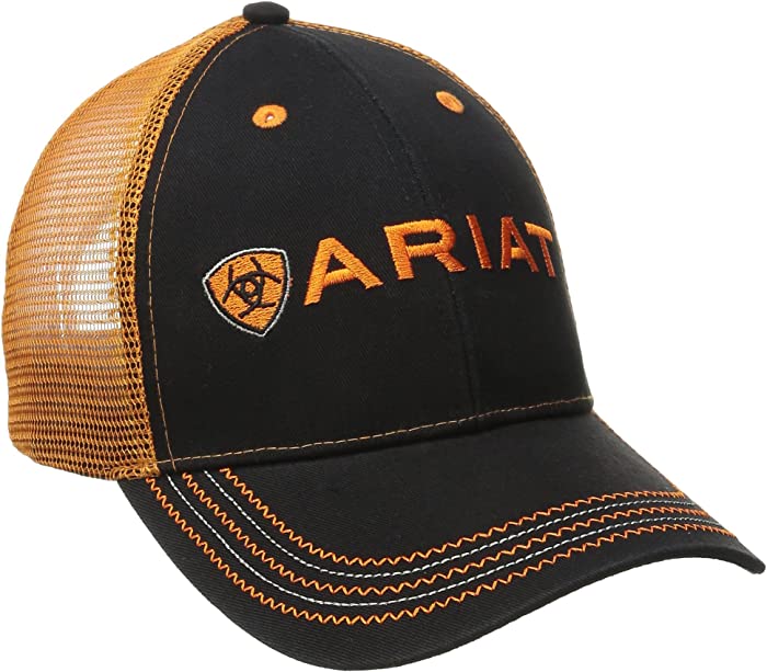 ARIAT Men's Black Orange Mesh Hat, One Size