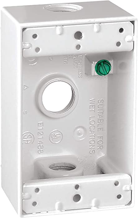 Sigma Electric, White 14250WH 1/2-Inch 3 Hole 1-Gang Box