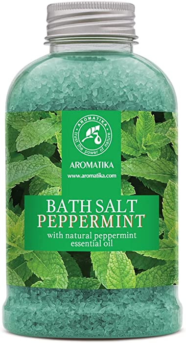 Bath Sea Salt Peppermint 600g - Bath Salts with Peppermint Essential Oil for Bath Soak - Relaxing Bath - Body Care - Muscle Relaxation - Good Sleep - Aromatherapy Bath Salts - Mint Bath Salt