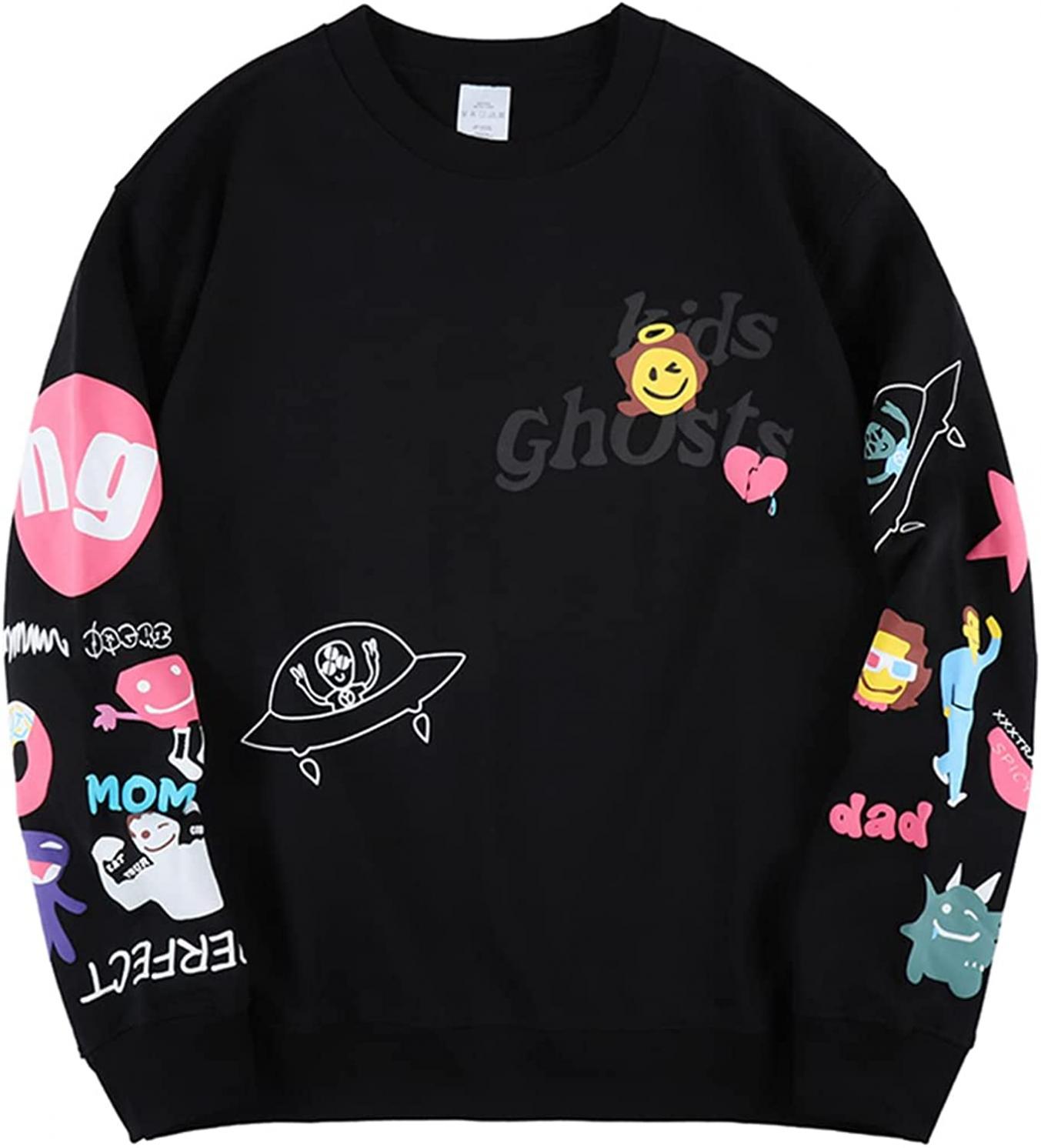 Men's Pullover Fashion Sweatshirt Kid See Ghosts Hoodie, Original Design, Creative Graphics, Long Sleeves Cotton Unisex