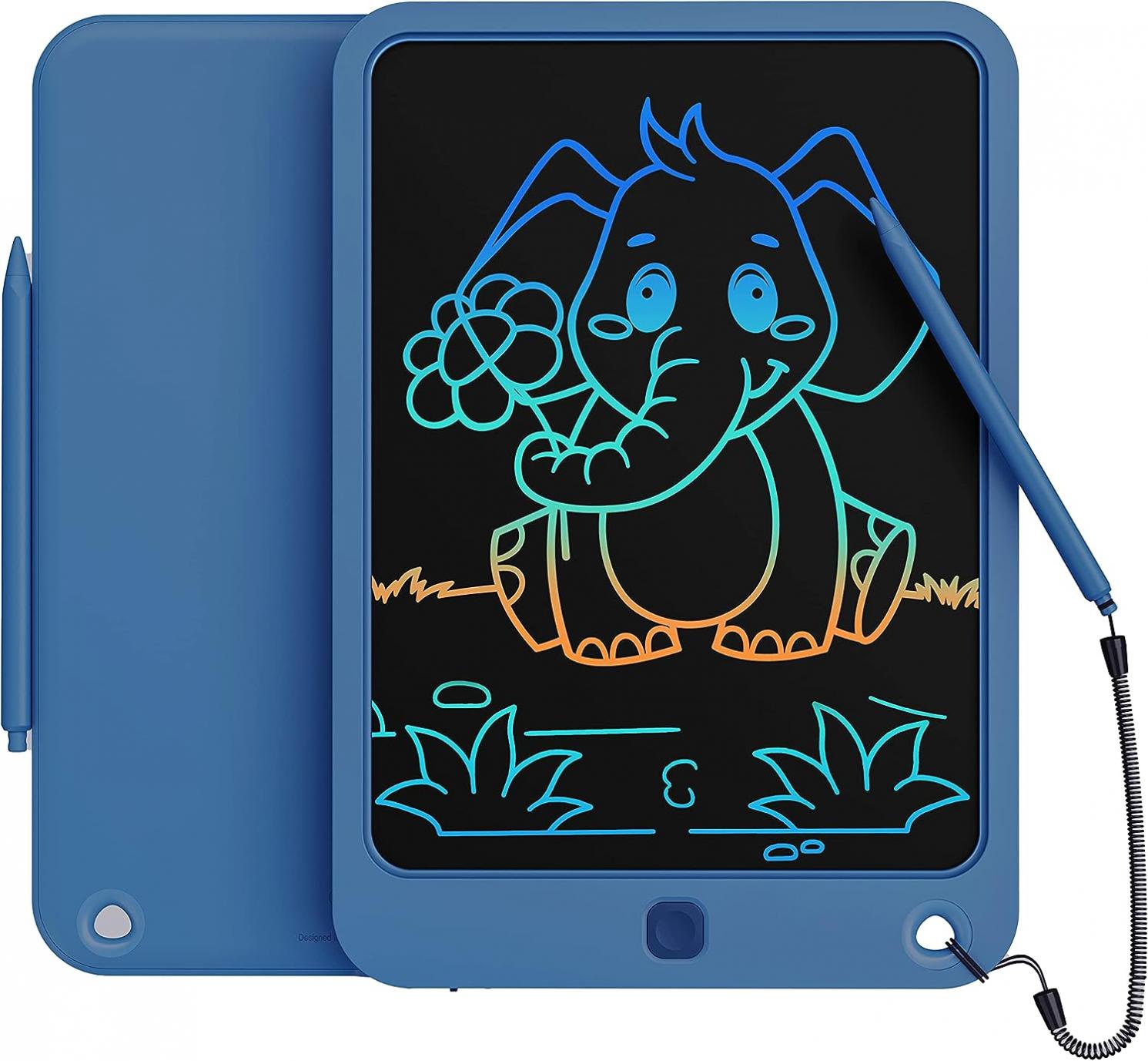 LCD Writing Tablet 10 Inch, Toys for 3 4 5 6 7 8 9 10 Year Old Boys Girls, Colorful Doodle Board Drawing Tablet, Gift for Boys Toddlers Age 3-12 Years, Memo Board, Drawing Pads with Lanyard(Navy)