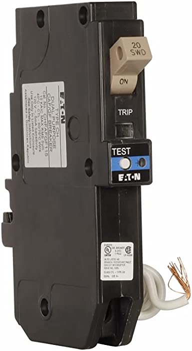 Eaton Cutler-Hammer Eaton CHFN120DF (New Version of CHFAFGF120) Pigtail Connection Dual Function AFCI/GFCI Circuit Breaker 1-Pole 20 Amp 120 Volt AC (1), White