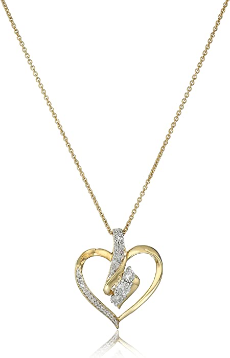 Amazon Collection Diamond 3 Stone Pendant Necklace (1/4 cttw), 18"