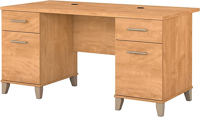 Bush Furniture WC81428 Office Desk with Drawers, 60W, Maple Cross