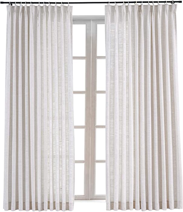 ChadMade Faux Linen Pinch Pleated Drapery Room Darkening Curtain Sliding Glass Door Living Room, 72Wx102L Inches (1 Panel), Liz Collection