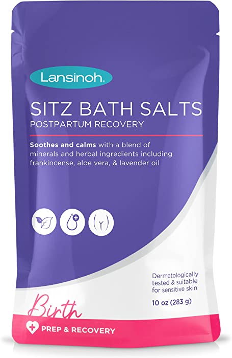 Lansinoh Sitz Bath Salts Postpartum Essentials, White, 10 Oz