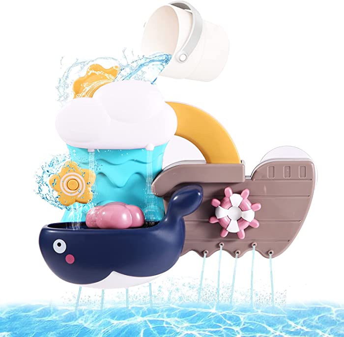 GOHEYI Baby Bath Toys, Bath Toy for Toddlers Kids, Preschool Baby Bathtub Water Toys, Whale Shower Spin Suction Bath Wall Toy, Birthday Gifts for 3 4 Year Old Girls Boys