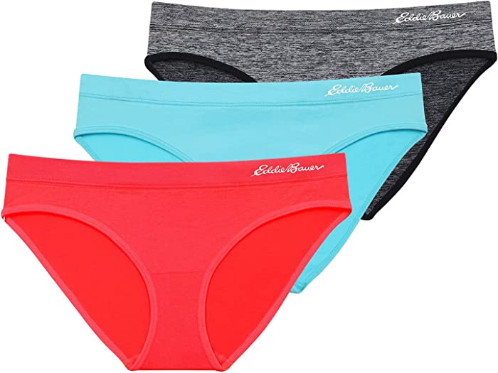 Eddie Bauer Women’s Bikini Underwear with Elastic Waistband, 3 Pack