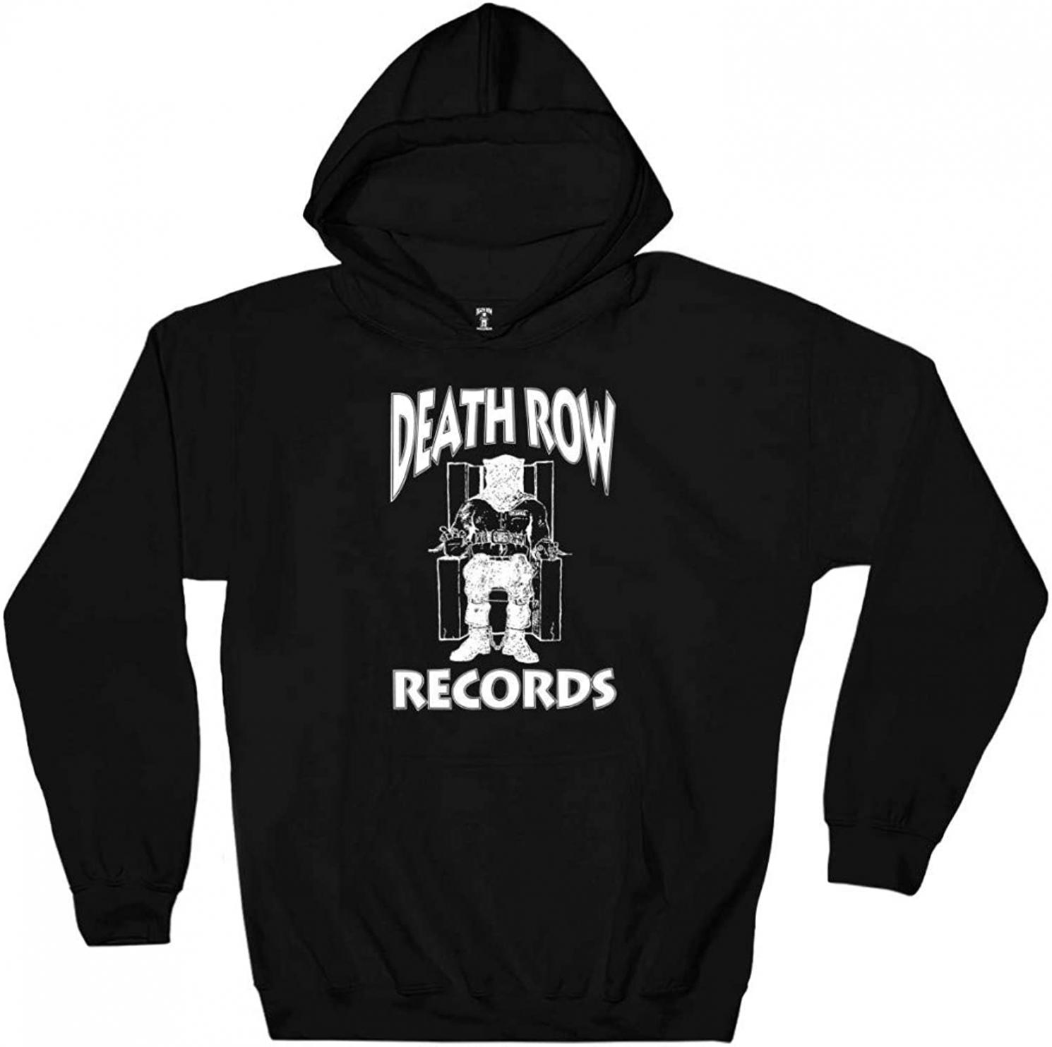 Ripple Junction Death Row Records Electric Chair White Logo Fleece Hooded Sweatshirt for Adult Men or Women