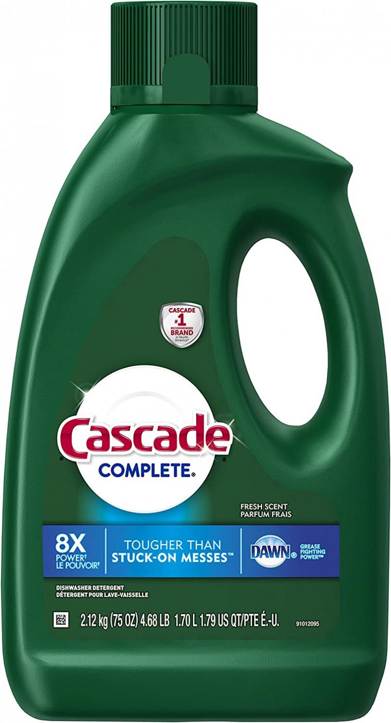 Cascade Complete Dishwasher Detergent Liquid Gel, Fresh Scent, 75 oz