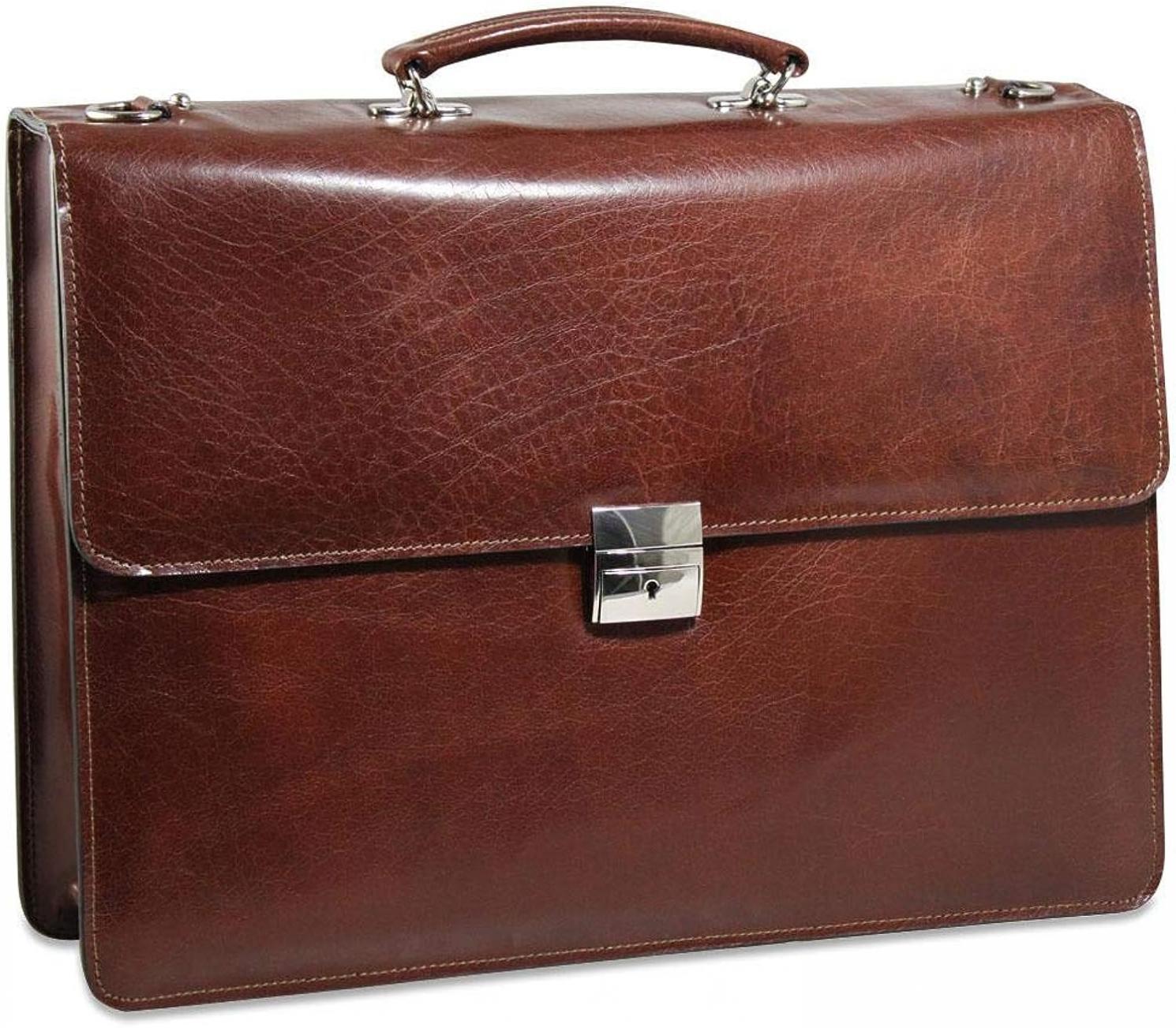 CrookhornDavis Men's Hand Stained Vegetable Tanned Italian Leather Briefcase,