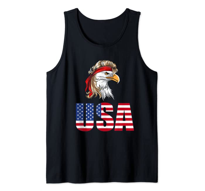 Patriotic Eagle 4th of July USA American Flag Tank Top
