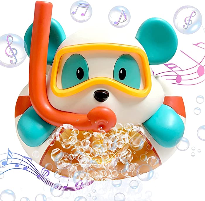 BOSOZOKU Baby Bath Toy, Automatic Bubble Blower Bubble Bath Maker for Bathtub Toys Play 12 Songs for Toddlers Baby Boys and Girls Infants Little Bear Bathtub Play, Great Gifts for Toddlers and Kids