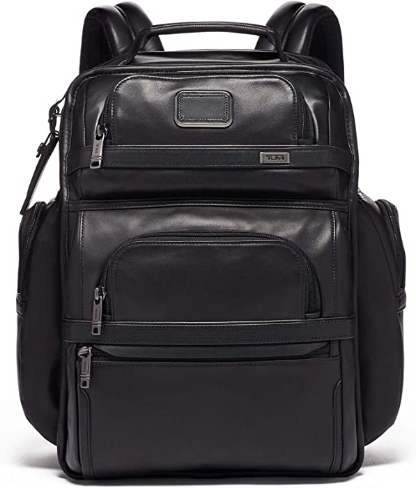 TUMI - Alpha 3 Leather Brief Pack - 15 Inch Computer Backpack for Men and Women - Black