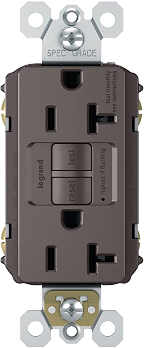 Legrand-Pass & Seymour 1597CCD12 Pass & Seymour 15A, 125V, Brown, 2 Pole, 3 Wire Grounding, Self Test GFCI Outlet, Wallplate Included