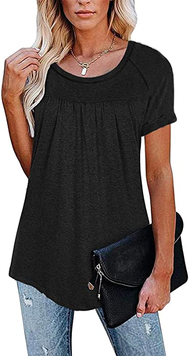 Women Summer Lace Pleated Flowy Tank Tops Loose Casual Sleeveless Shirts Flowy Tunic Tee Blouses Plus Size Tops