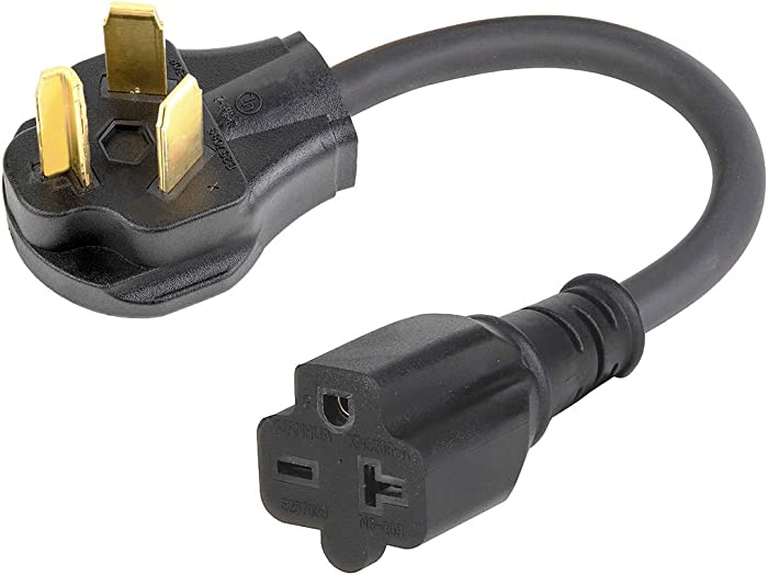 1FT Nema 10-30P 30Amp Dryer Plug Male to 6-20R T-Blade Female Adapter,30A 125/250V Dryer 3-Prong Plug to 20A 250V 6-20/15R Adapter 12-AWG