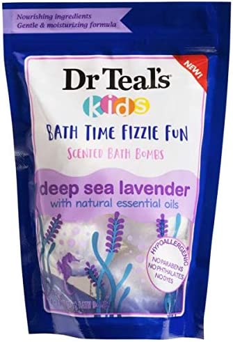 Dr Teal`s Kids Bath Time Fizzie Fun Scented Bath Bombs Deep Sea Lavender 1-Bag 4 Bath Bombs
