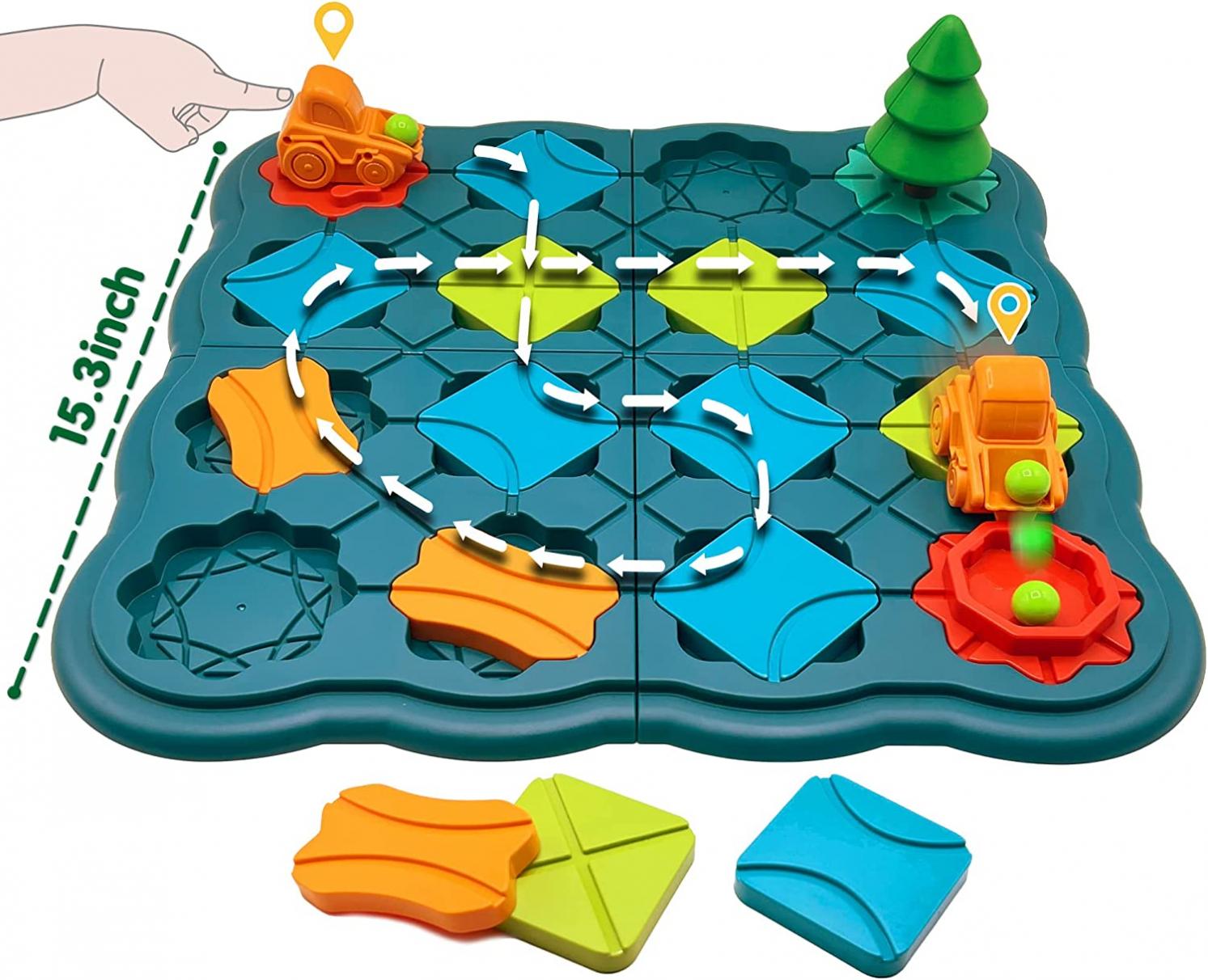 Kids Toys STEM Board Games - Smart Logical Road Builder Brain Teasers Puzzles for 3 to 4 5 6 7 Year Old Boys Girls, Educational Montessori Xmas Gifts for Ages 3-5 4-8 Preschool Classroom Learning