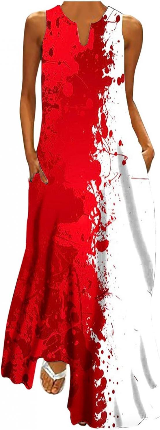 ZunFeo Summer Dresses for Women 2023 Maxi Sleeveless Floral Print Elegant Sexy Long Dress Split Beach Sundress Boho Flowy