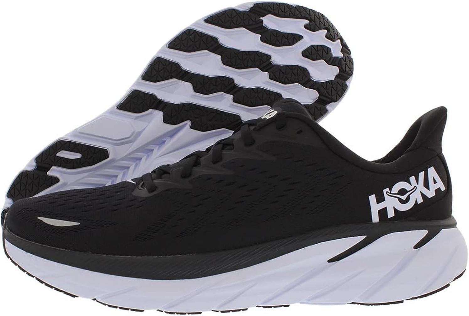 HOKA ONE ONE Clifton 8 Mens Shoes Size 10.5, Color: Black/White