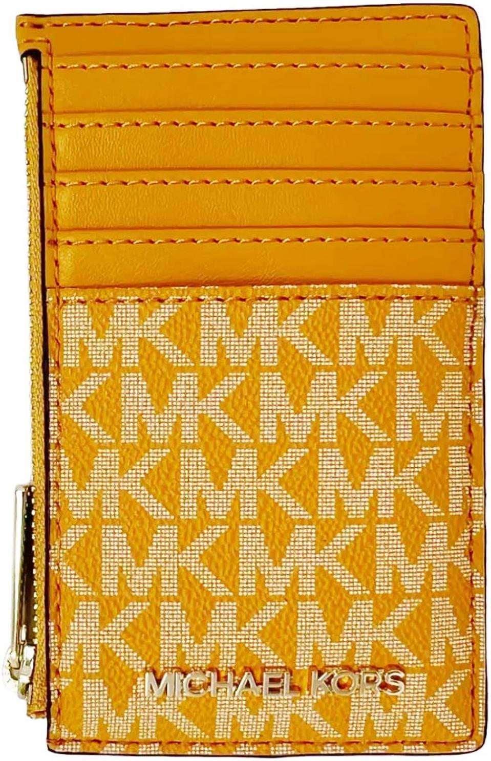 Michael Kors Jet Set Travel Medium Top Zip Card Case Wallet Honeycomb Coin Pouch
